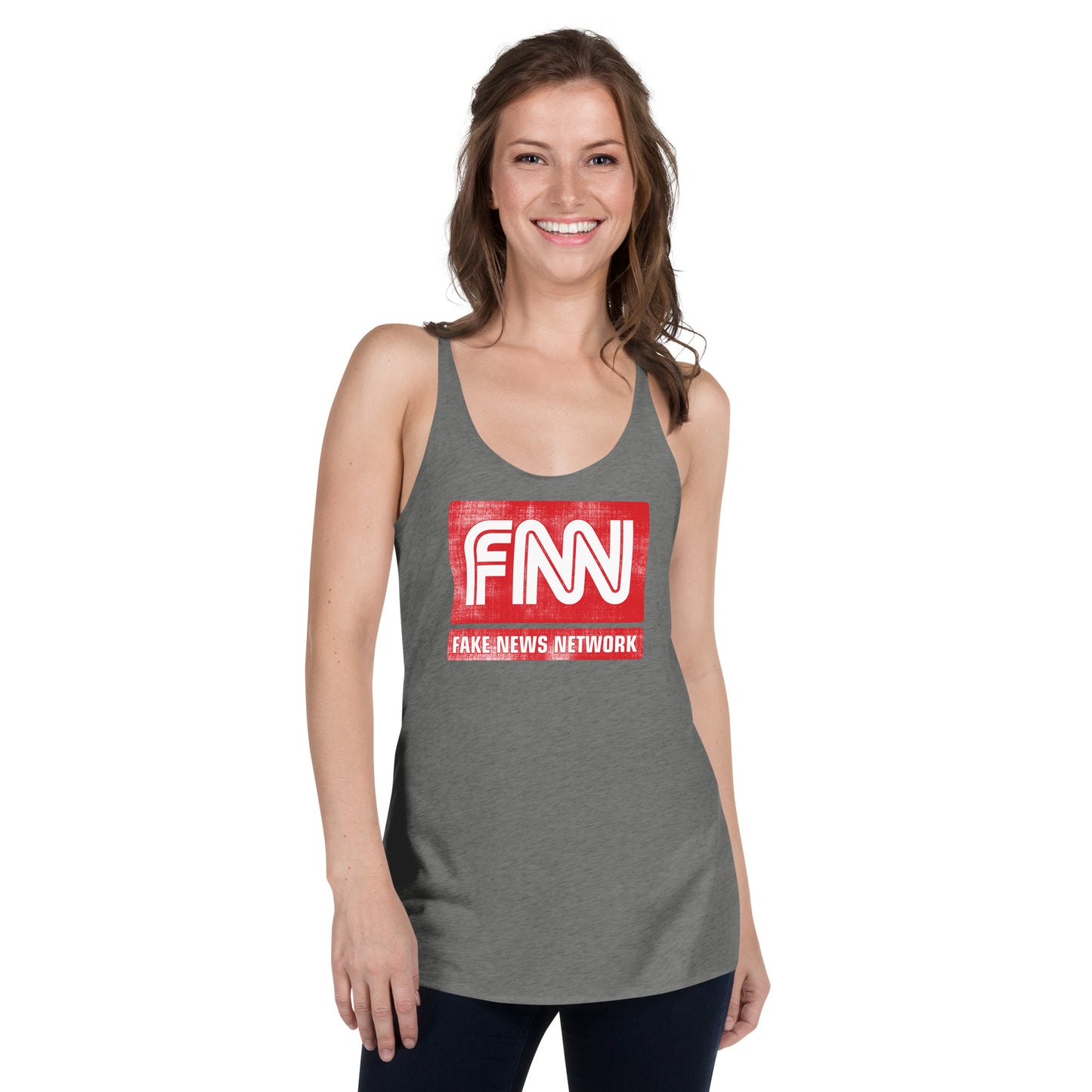 FNN Fake News Network Parody Women's Racerback Tank