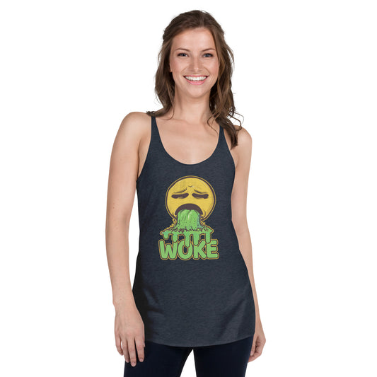 Anti-Woke Vomit Emoji Women's Racerback Tank