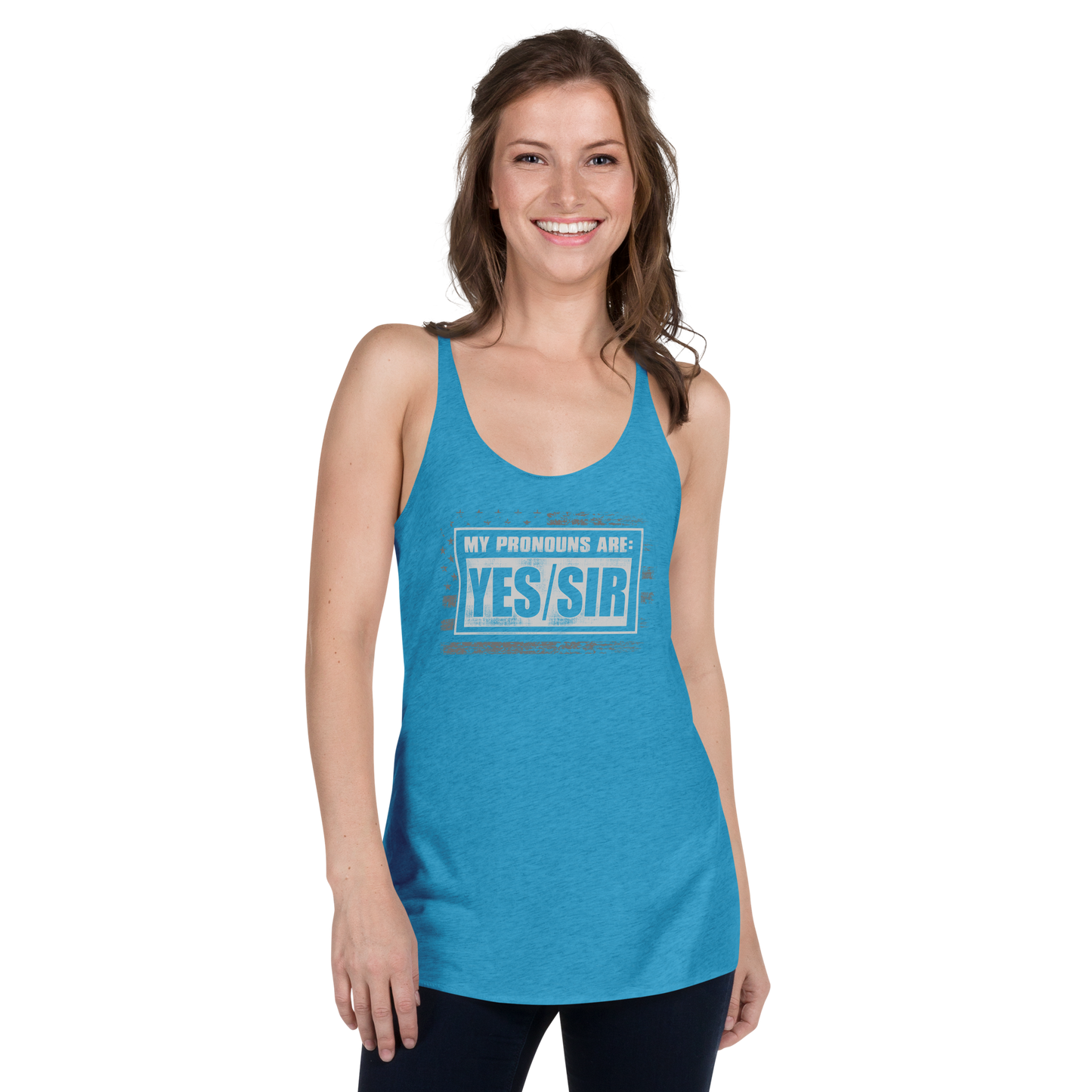 My Pronouns Are: Yes/Sir Women's Racerback Tank